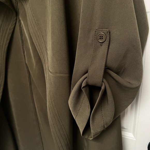 Max Studio Olive Trench Coat - Picture 3 of 4